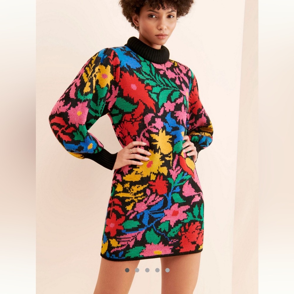 FARM Rio Multicolor Floral Sweater Dress